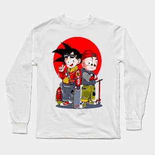 JAPANESE FLAG SAIYAN SKATER BOY Long Sleeve T-Shirt